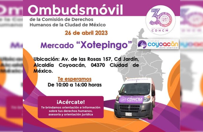 Invitan al Ombudsmóvil de CDHCDMX en Coyoacán