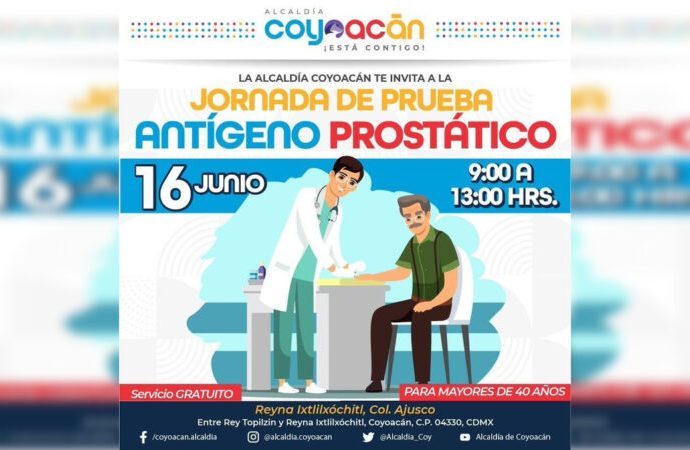 Invitan a la Jornada de Prueba de Antígeno Prostático en Coyoacán