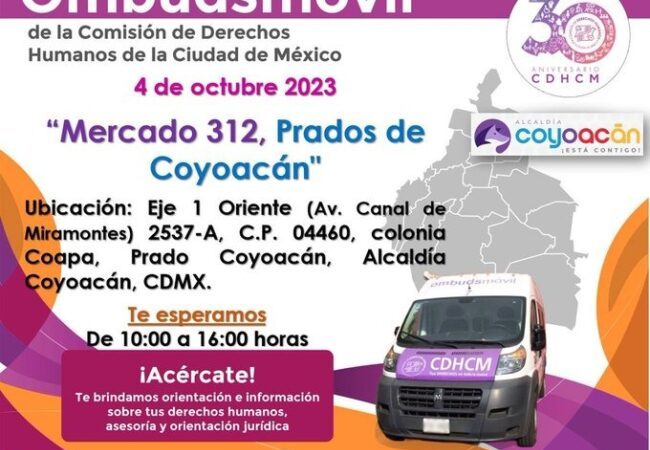 Invita Alcaldía Coyoacán al Ombudsmóvil de CDHCDMX