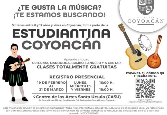 Invitan a integrarse a la Estudiantina de Coyoacán